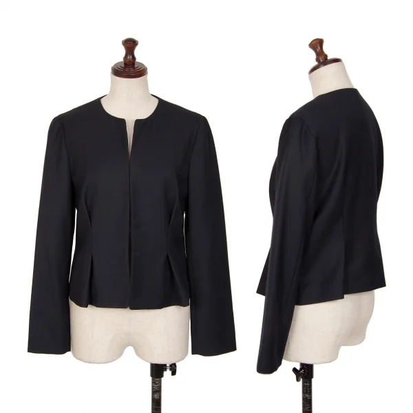 YOKO CHAN Wool Gabardine Collarless Jacket & Skirt K-127412_002