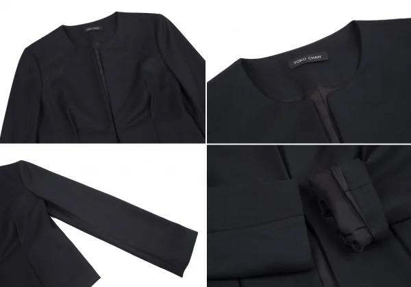 YOKO CHAN Wool Gabardine Collarless Jacket & Skirt K-127412_004