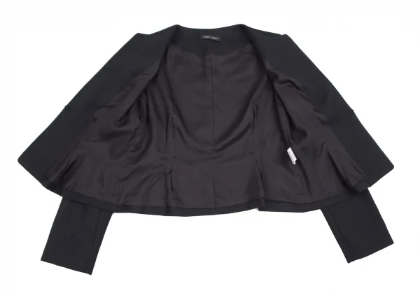 YOKO CHAN Wool Gabardine Collarless Jacket & Skirt K-127412_007