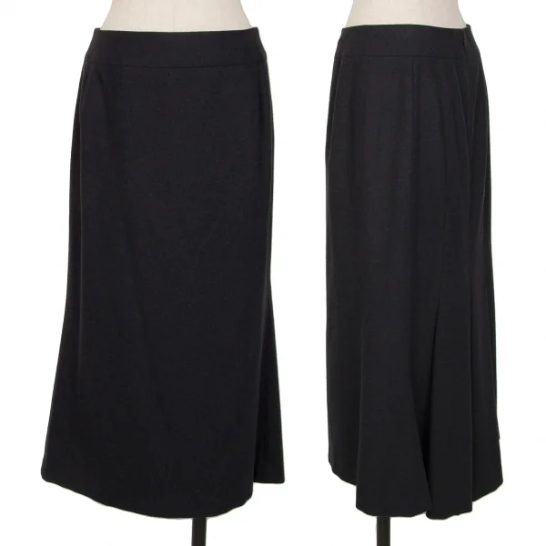 yoshie inaba Wool Cashmere Blend Pleated Skirt Navy 9 K-127414_001