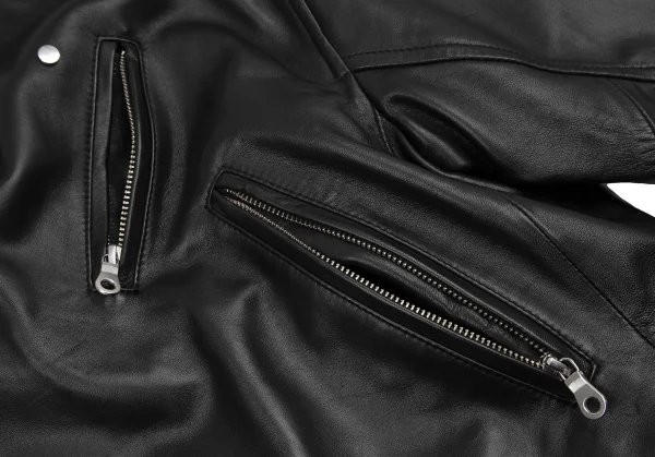 エレンディークELENDEEK ワイドシルエットレザーライダースジャケット 黒1 K-127416_010