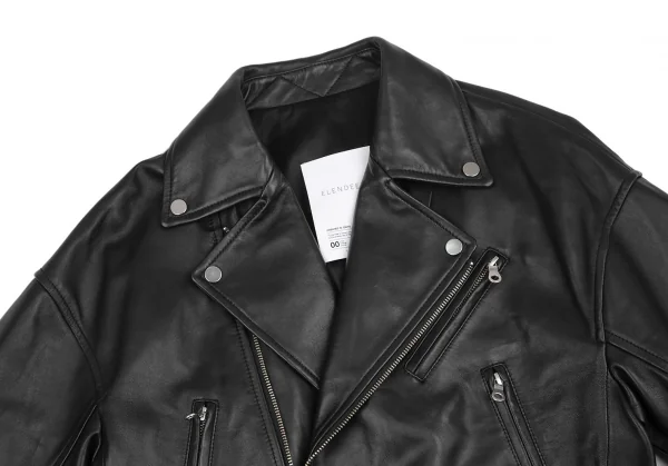 エレンディークELENDEEK ワイドシルエットレザーライダースジャケット 黒1 K-127416_003