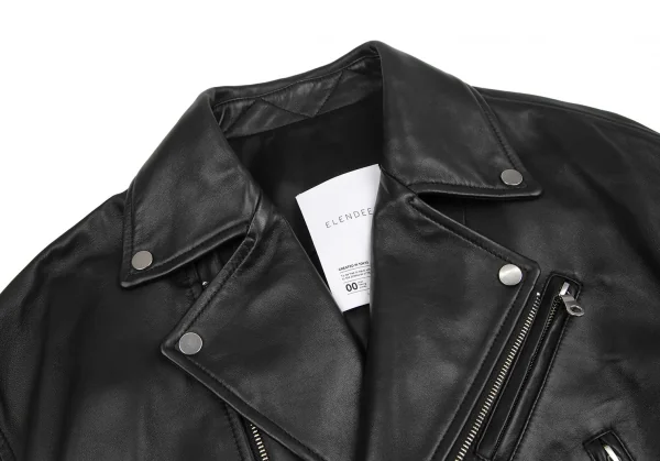 エレンディークELENDEEK ワイドシルエットレザーライダースジャケット 黒1 K-127416_004