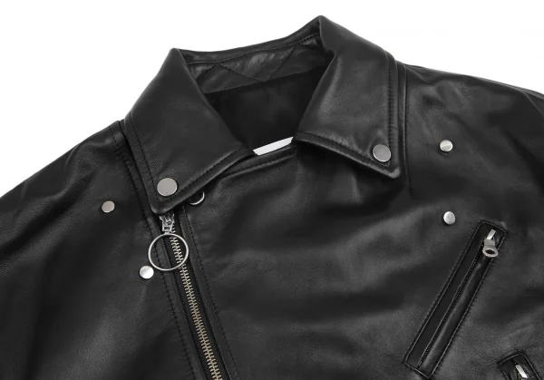 エレンディークELENDEEK ワイドシルエットレザーライダースジャケット 黒1 K-127416_005