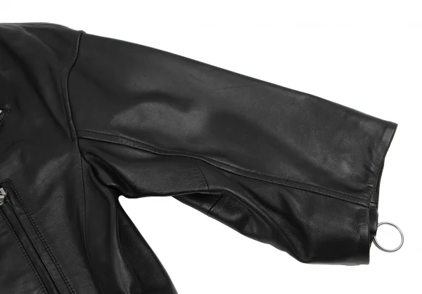 エレンディークELENDEEK ワイドシルエットレザーライダースジャケット 黒1 K-127416_006