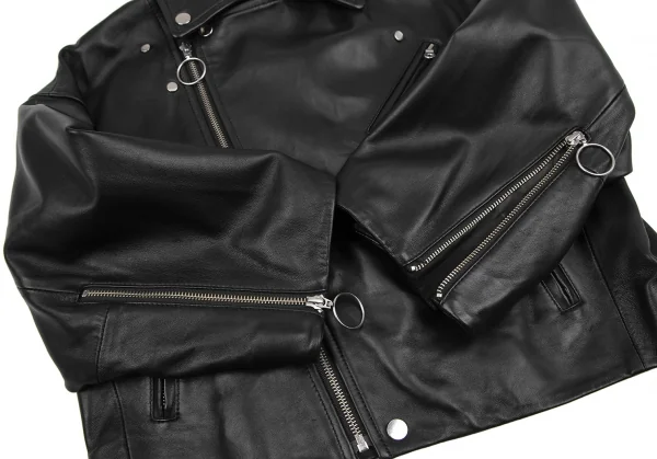 エレンディークELENDEEK ワイドシルエットレザーライダースジャケット 黒1 K-127416_007