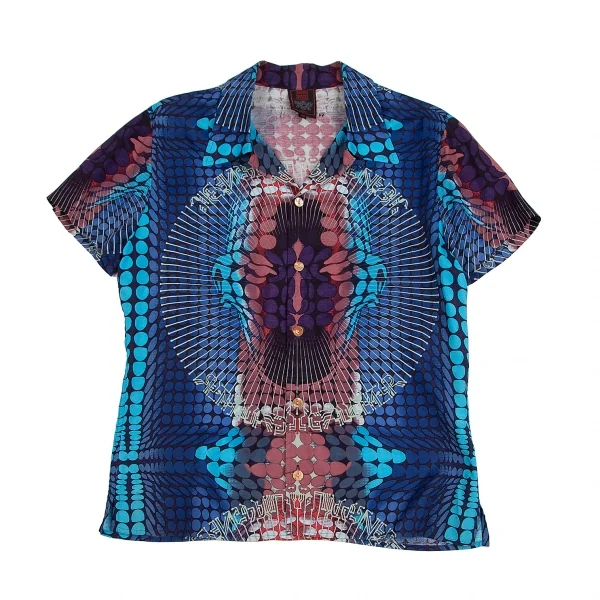 Jean-Paul GAULTIER CLASSIQUE Psychedelic Printed Rayon Shirt Blue,Multi-Color 48 K-127423_001