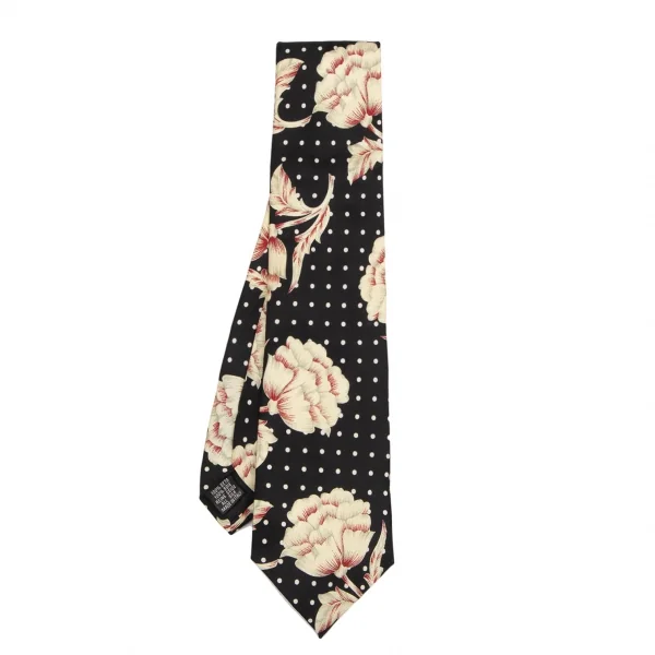 ヒューゴボスHUGO BOSS フラワー柄シルクネクタイ 黒他 K-127443_001