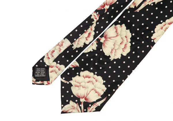 ヒューゴボスHUGO BOSS フラワー柄シルクネクタイ 黒他 K-127443_003