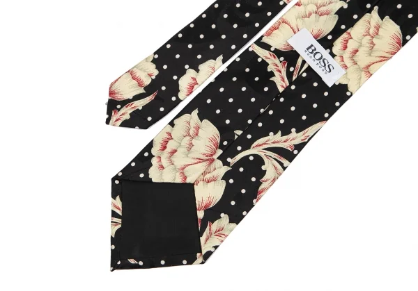 ヒューゴボスHUGO BOSS フラワー柄シルクネクタイ 黒他 K-127443_005