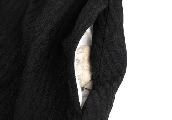 コムコム コムデギャルソンCOMME des GARCONS ウールストライプジャガードワイドハーフパンツ 黒S K-127486_004