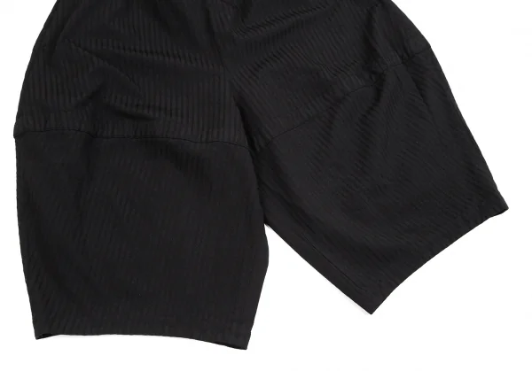 コムコム コムデギャルソンCOMME des GARCONS ウールストライプジャガードワイドハーフパンツ 黒S K-127486_005