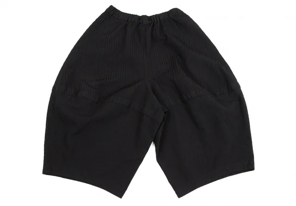 コムコム コムデギャルソンCOMME des GARCONS ウールストライプジャガードワイドハーフパンツ 黒S K-127486_008