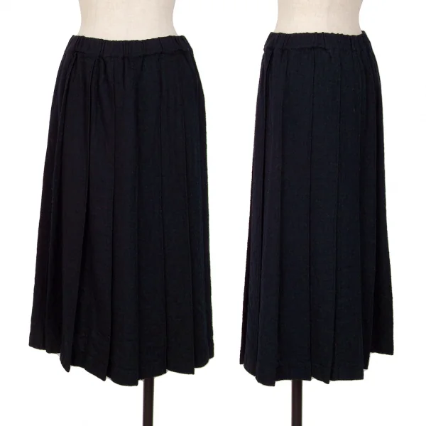 COMME des GARCONS Fulling Wool Pleats Skirt Navy M K-127493_001