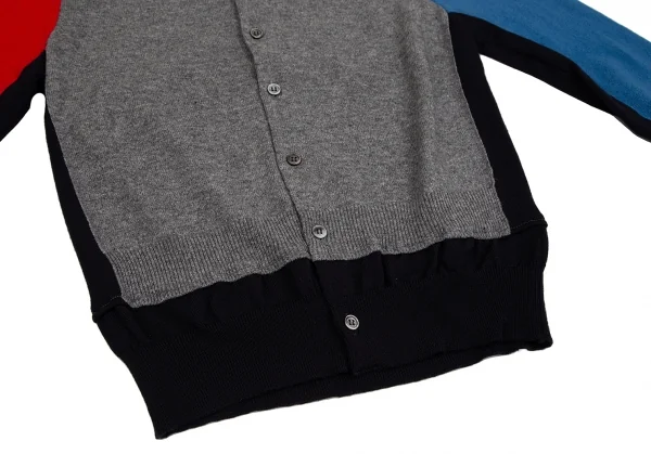 コムコム コムデギャルソンCOMME des GARCONS ウールパネル切替マルチカラーカーディガン グレー他L K-127499_010