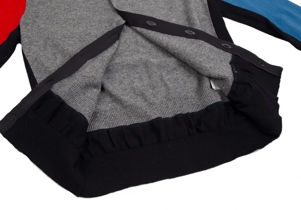 コムコム コムデギャルソンCOMME des GARCONS ウールパネル切替マルチカラーカーディガン グレー他L K-127499_012