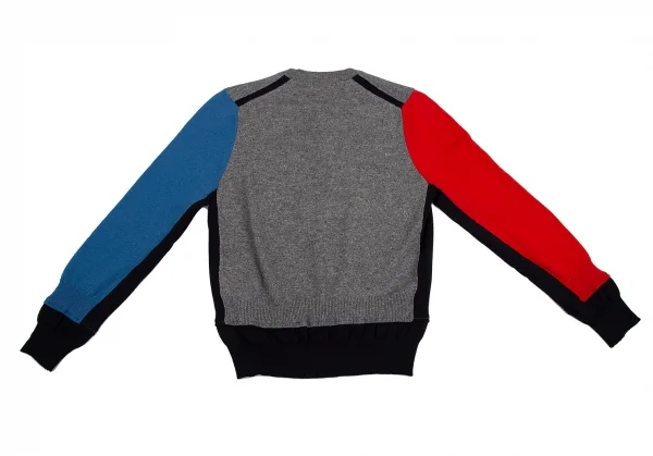 コムコム コムデギャルソンCOMME des GARCONS ウールパネル切替マルチカラーカーディガン グレー他L K-127499_013