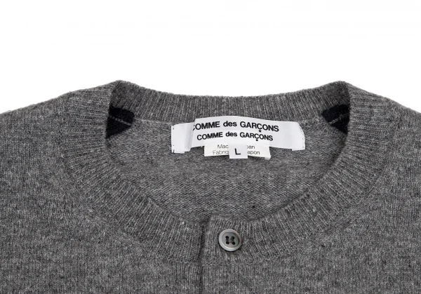 コムコム コムデギャルソンCOMME des GARCONS ウールパネル切替マルチカラーカーディガン グレー他L K-127499_004