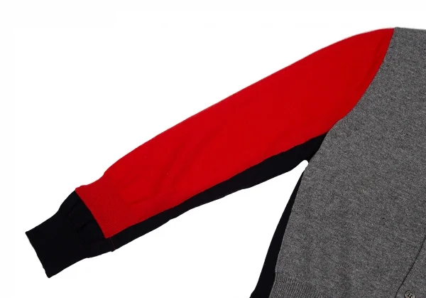コムコム コムデギャルソンCOMME des GARCONS ウールパネル切替マルチカラーカーディガン グレー他L K-127499_007