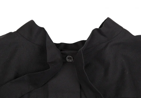 コムコム コムデギャルソンCOMME des GARCONS コットンバックボタンスタンドカラーロングシャツ 黒S K-127503_012