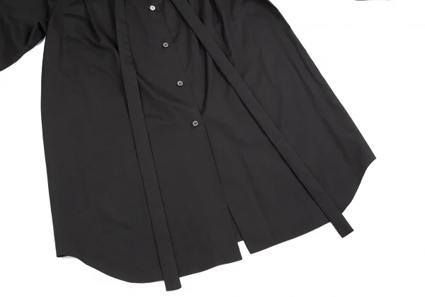 コムコム コムデギャルソンCOMME des GARCONS コットンバックボタンスタンドカラーロングシャツ 黒S K-127503_014