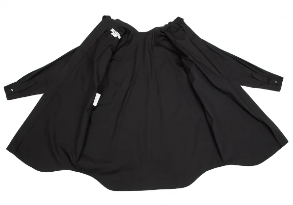 コムコム コムデギャルソンCOMME des GARCONS コットンバックボタンスタンドカラーロングシャツ 黒S K-127503_015