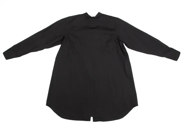 コムコム コムデギャルソンCOMME des GARCONS コットンバックボタンスタンドカラーロングシャツ 黒S K-127503_002