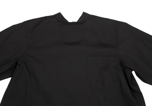 コムコム コムデギャルソンCOMME des GARCONS コットンバックボタンスタンドカラーロングシャツ 黒S K-127503_003