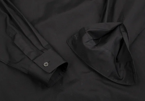 コムコム コムデギャルソンCOMME des GARCONS コットンバックボタンスタンドカラーロングシャツ 黒S K-127503_007