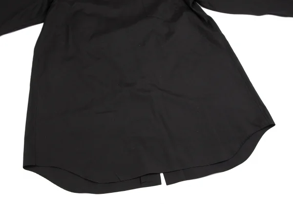 コムコム コムデギャルソンCOMME des GARCONS コットンバックボタンスタンドカラーロングシャツ 黒S K-127503_008