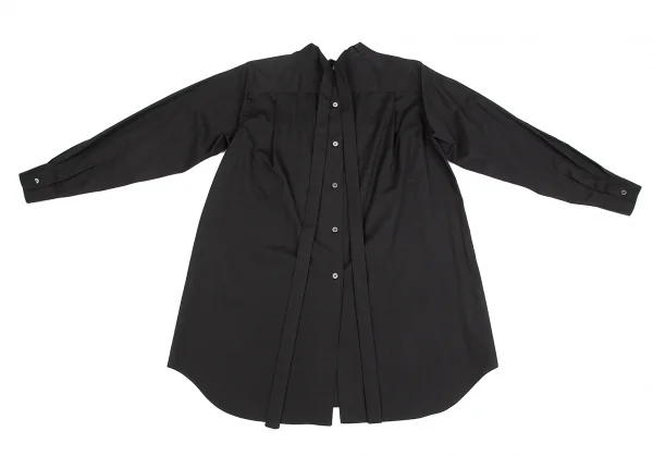 コムコム コムデギャルソンCOMME des GARCONS コットンバックボタンスタンドカラーロングシャツ 黒S K-127503_009