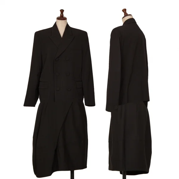 トリココムデギャルソンtricot COMME des GARCONSウールギャバダブルボタンピークドラペルセットアップ 黒M K-127529_001