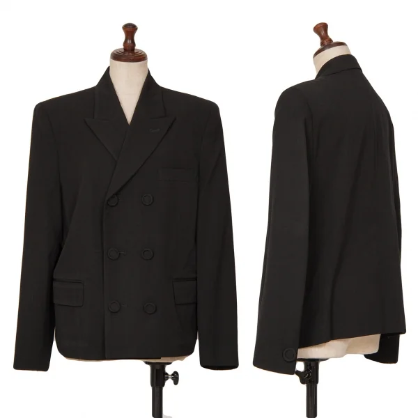 トリココムデギャルソンtricot COMME des GARCONSウールギャバダブルボタンピークドラペルセットアップ 黒M K-127529_002