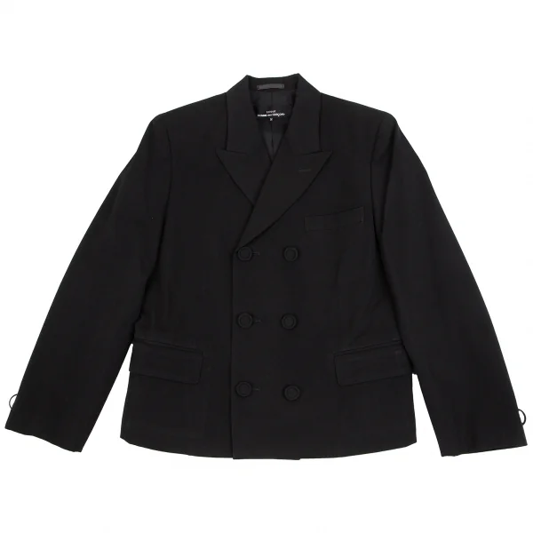 トリココムデギャルソンtricot COMME des GARCONSウールギャバダブルボタンピークドラペルセットアップ 黒M K-127529_003