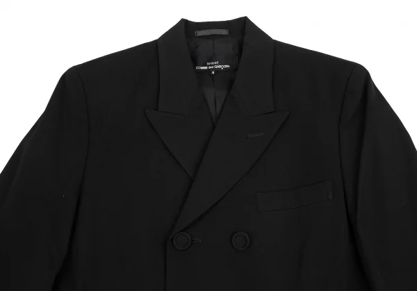 トリココムデギャルソンtricot COMME des GARCONSウールギャバダブルボタンピークドラペルセットアップ 黒M K-127529_004