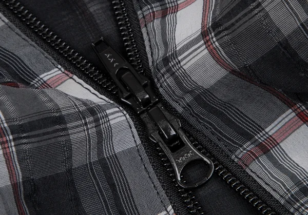 センソユニコt.b SENSOUNICO チェック切替フロントダブルジップノースリーブワンピース 黒グレー赤38 K-127539_010