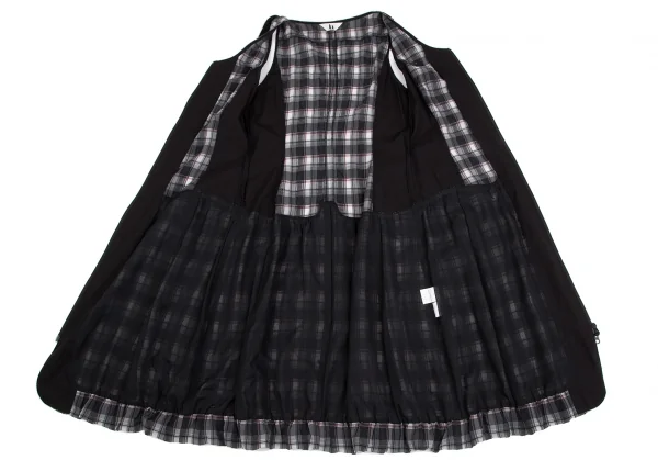 センソユニコt.b SENSOUNICO チェック切替フロントダブルジップノースリーブワンピース 黒グレー赤38 K-127539_011