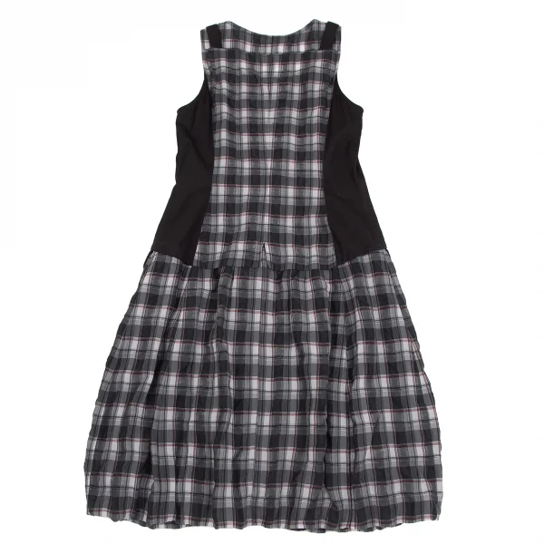 センソユニコt.b SENSOUNICO チェック切替フロントダブルジップノースリーブワンピース 黒グレー赤38 K-127539_013