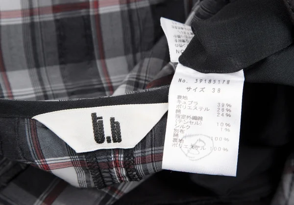 センソユニコt.b SENSOUNICO チェック切替フロントダブルジップノースリーブワンピース 黒グレー赤38 K-127539_017
