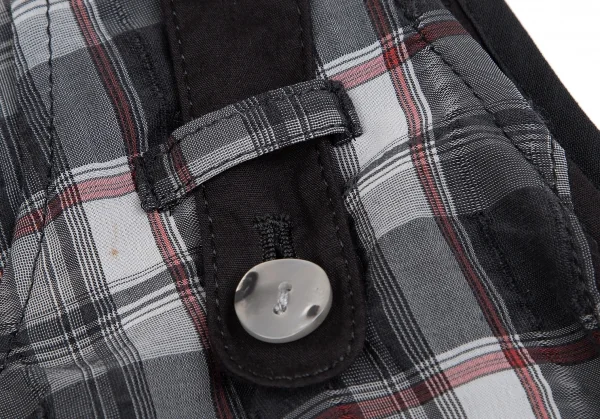 センソユニコt.b SENSOUNICO チェック切替フロントダブルジップノースリーブワンピース 黒グレー赤38 K-127539_007