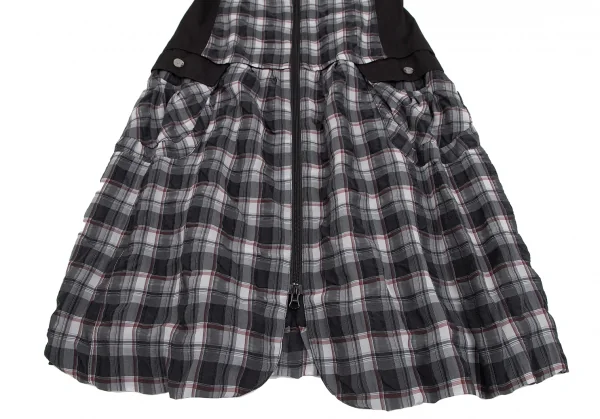 センソユニコt.b SENSOUNICO チェック切替フロントダブルジップノースリーブワンピース 黒グレー赤38 K-127539_008