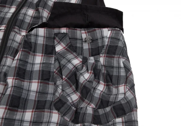 センソユニコt.b SENSOUNICO チェック切替フロントダブルジップノースリーブワンピース 黒グレー赤38 K-127539_009