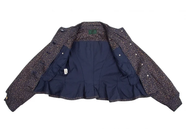 ジュニアゴルチエJUNIOR GAULTIER フラワープリントレースアップトラッカージャケット 紺42 K-127544_011