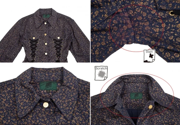 ジュニアゴルチエJUNIOR GAULTIER フラワープリントレースアップトラッカージャケット 紺42 K-127544_003