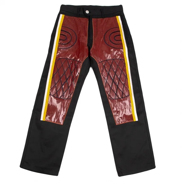 ジャンポールゴルチエ オムJean Paul GAULTIER HOMME ポリウレタン刺繍貼り付けパンツ 黒茶44 K-127570_001