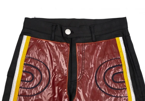 ジャンポールゴルチエ オムJean Paul GAULTIER HOMME ポリウレタン刺繍貼り付けパンツ 黒茶44 K-127570_002
