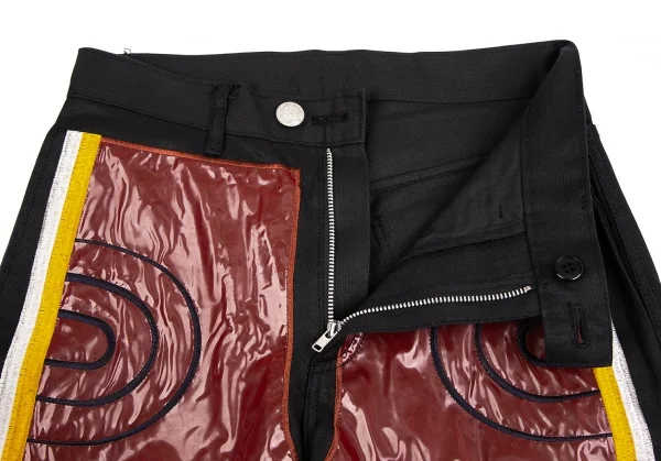 ジャンポールゴルチエ オムJean Paul GAULTIER HOMME ポリウレタン刺繍貼り付けパンツ 黒茶44 K-127570_003