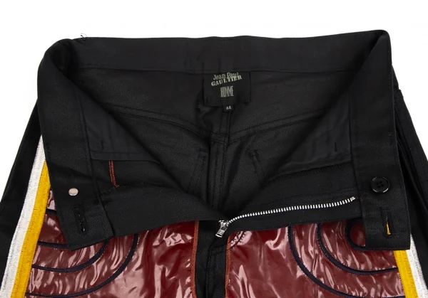 ジャンポールゴルチエ オムJean Paul GAULTIER HOMME ポリウレタン刺繍貼り付けパンツ 黒茶44 K-127570_004