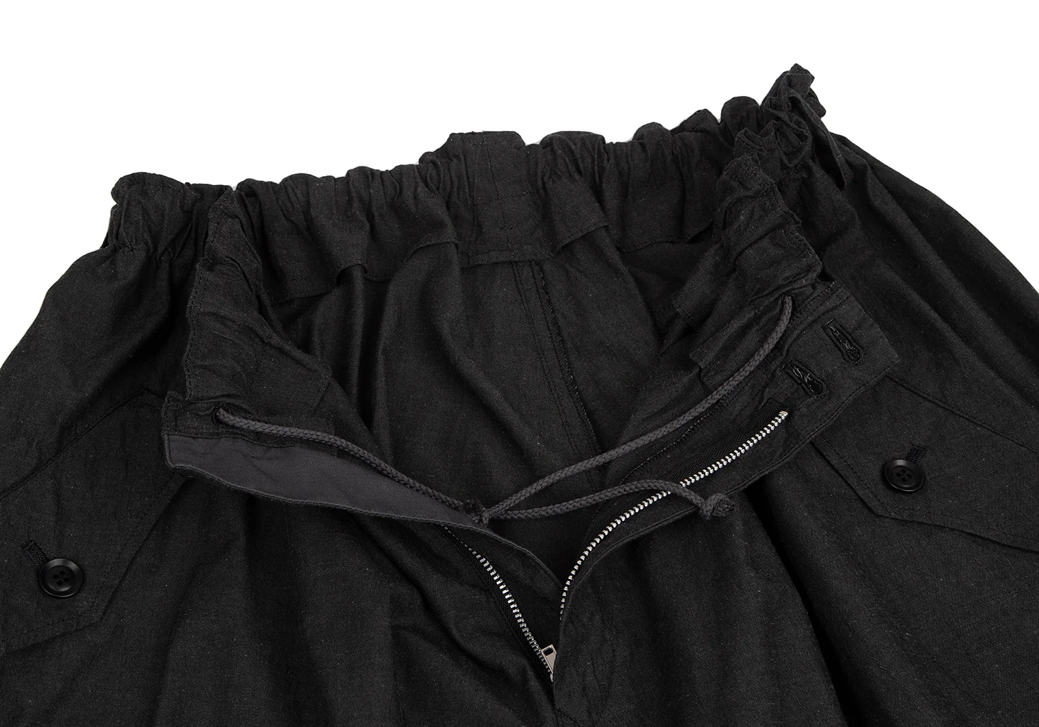 ワイズY's コットンリネンギャザー裾ベルテッドパンツ