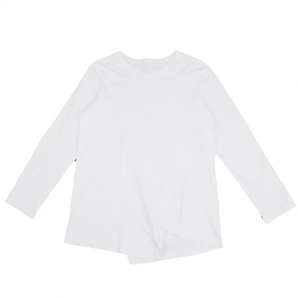 Ground Y Asymmetric Hem Switching V-neck Long Top White 3 K-127590_001